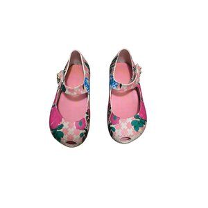 Mini Melissa Pink & Multicolor Floral Mary Jane Shoes Adjustable Strap Size 6